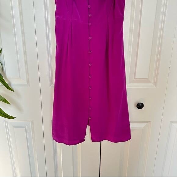 WALTER 100% Silk Button Up Tank Dress in Fuchsia Pink - Picture 11 of 11